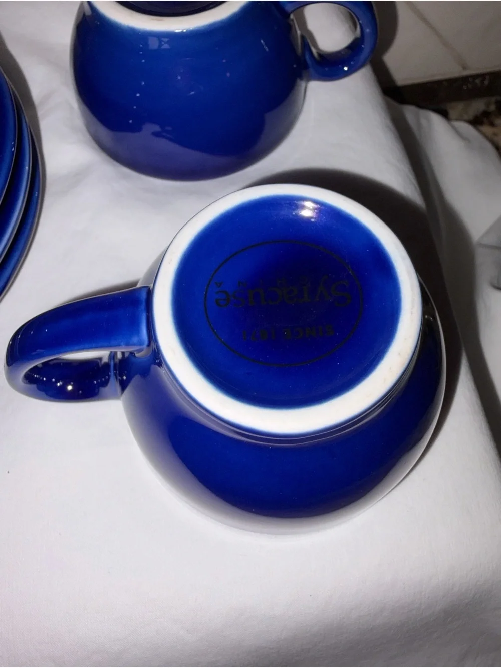 HTF Vintage Syracuse China Set of 4 Demitasse Expresso Cups Saucers cobalt blue